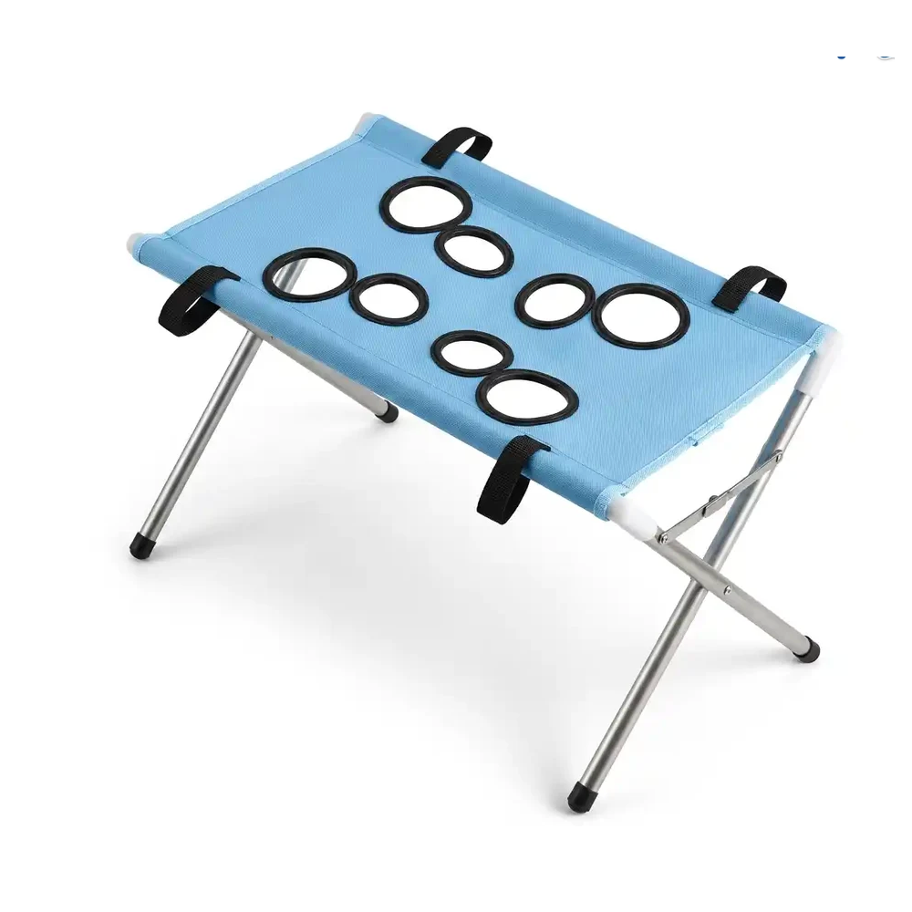 Blue eight-hole BubbleBath raised pet bathing stand